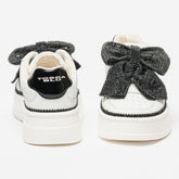 Tosca Blu Sneaker Megan in Pelle con Fiocco di Strass Bianco/Nero